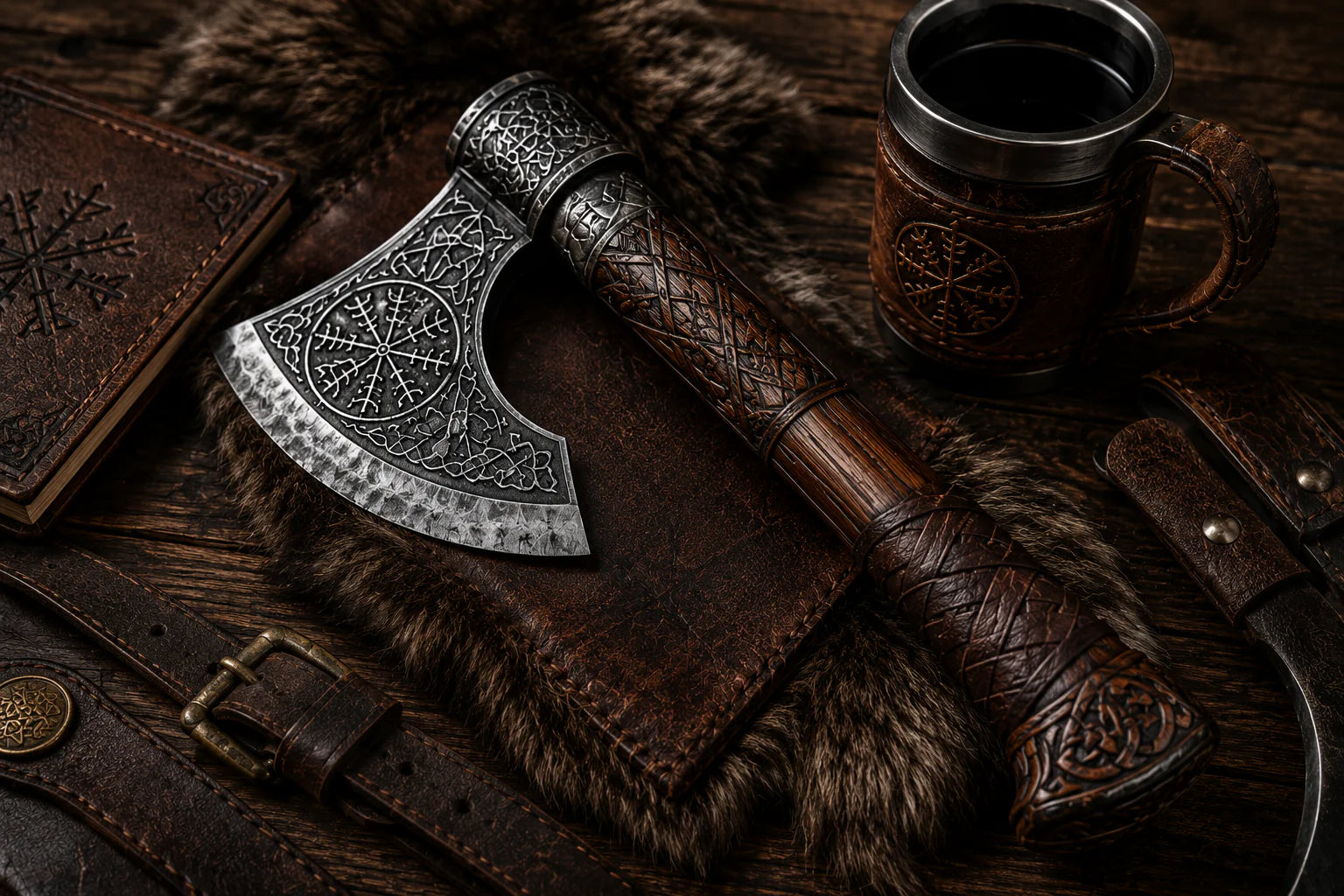 Leather and forged finish detail